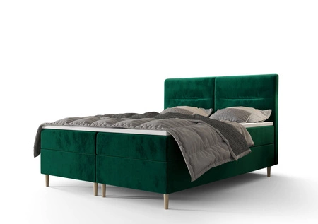 Łóżko kontynentalne Voltera 180x200 butelkowa zieleń w nowoczesnym skandynawskim stylu z charakterystycznym wezgłowiem