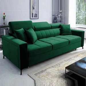 Sofa z funkcją spania Nausa butelkowa zieleń regulowane zagłówki odporna na zaciągnięcia i zadrapania komfortowa podczas wypoczynku