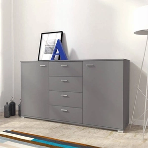 Komoda z szufladami Sand 150 cm grafitowa nowoczesny design mebla obrzeża komody wykończone specjalną okleiną ABS