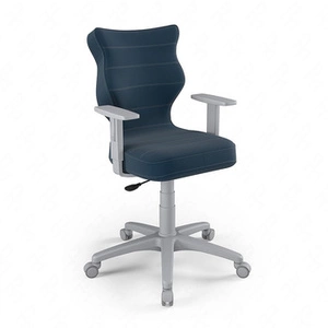 Krzesło do biurka Duo granatowe dopasowane do wzrostu 159-188 cm ergonomiczne krzesło obrotowe z regulowanymi podłokietnikami