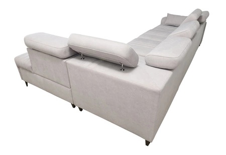 Narożnik z funkcją spania Castel XI grafitowy prawostronny komfortowy narożnik z pojemnikiem na pościel wytrzymała tkanina