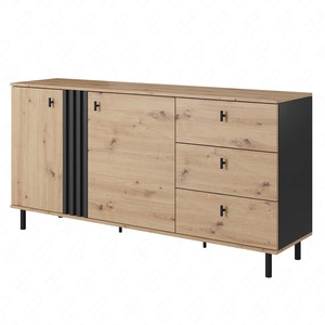 Komoda z szufladami Merano 165 cm dąb artisan / antracyt nowoczesny design i system pełnego wysuwu szuflad