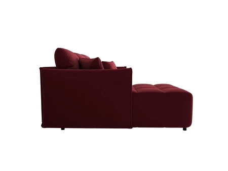 Narożnik z funkcją spania Oroso bordowy lewostronny miękka tkanina typu velvet z powłoką hydrofobową pojemnik na pościel