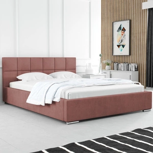 Łóżko tapicerowane Costa 160x200 łososiowe stylowe łóżko z pojemnikiem na pościel wygodny zagłówek zachwyca eleganckim designem