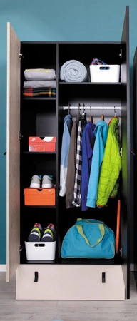 Szafa Niko 80 cm czarna / dąb / beżowa idealna do pokoju młodzieżowego funkcjonalna szafa z szufladą