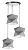 Lampa wisząca potrójna Quasar designerska lampa sufitowa do salonu z szarymi abażurami i czarną rozetą sufitową