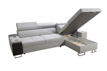 Narożnik z funkcją spania Dafni kość słoniowa prawostronny velvet komfort i funkcjonalność podczas codziennego wypoczynku