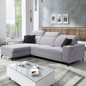 Narożnik z funkcją spania Kelly Sleek szary popiel lewostronny pleciony komfortowy i funkcjonalny narożnik rozkładany do salonu