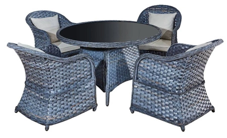 Zestaw mebli ogrodowych Moderno szary stylowy design zestaw mebli do przydomowej strefy wypoczynku okrągły stolik kawowy