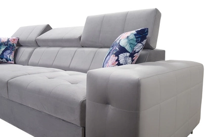 Narożnik z funkcją spania Hampton II granatowy lewostronny stylowy narożnik rozkładany miękka tkanina obiciowa typu velvet