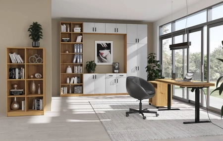 Biurko z regulacją wysokości Makana jasny szary uniwersalny i funkcjonalny mebel z blatem 28 mm do biura gabinetu lub pokoju młodzieżowego