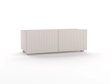 Szafka RTV Colder 100 cm beżowa z możliwością podwieszenia stylowy ryflowany front elegancka forma mebla w nowoczesnym stylu