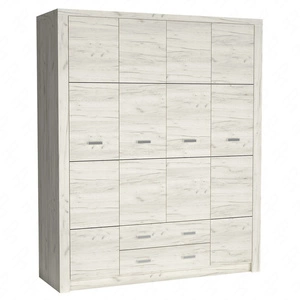 Szafa Indiana 178 cm kraft biały elegancka stylistyka szafy z szufladami wzbogacona o subtelne srebrne uchwyty idealna szafa do sypialni