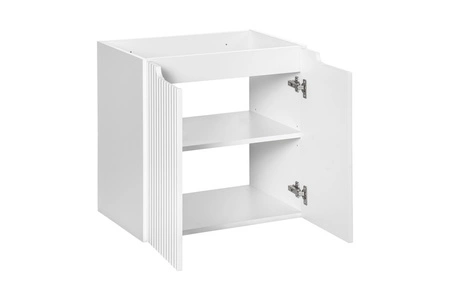 Szafka pod umywalkę Nova 60 cm biała designerska szafka do łazienki z półką nietuzinkowe pionowe ryflowanie na frontach