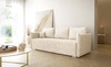 Kanapa rozkładana Bianco kremowa funkcjonalna sofa do salonu o nowoczesnym minimalistycznym designie wykonana z tkaniny typu boucle