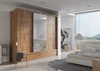 Szafa przesuwna z lustrem Arti 250 cm dąb stirling estetycznie wykonana szafa do sypialni wzbogacona oświetleniem LED pojemne szuflady