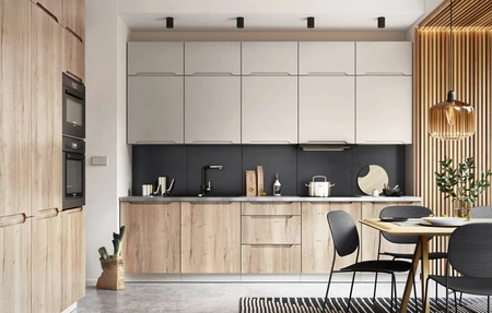 Słupek kuchenny Zova D60 LO/2133 biały / dąb halifax szafka do zabudowy lodówki frezowane uchwyty odporność na wilgoć i uszkodzenia