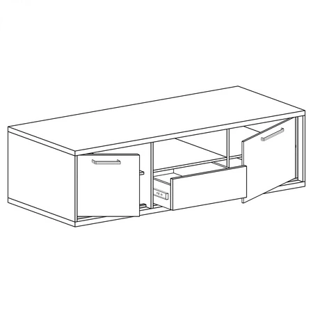 Szafka RTV Mediolan 139 cm hikora gustowna szafka wzbogacona o stylowe czarne dodatki szuflada z systemem push to open idealna do salonu