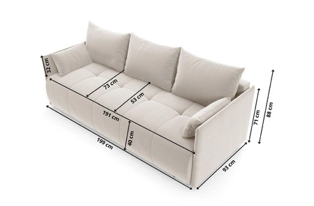 Kanapa rozkładana Selva niebieska funkcjonalna sofa do salonu z pojemnikiem na pościel velvetowa tkanina o eleganckiej strukturze