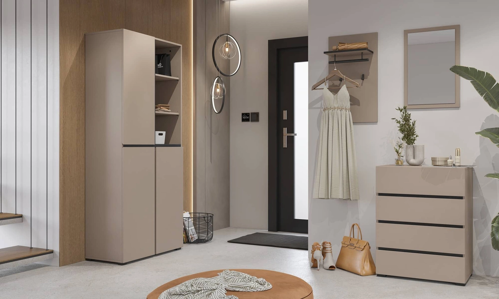 Lustro wiszące Cross 60x40cm w kolorze ciemny beżowy