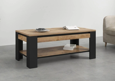 Stolik kawowy Tudor 120 cm dąb samdal / czarny wytrzymały odporny blat idealny stolik do każdej aranżacji