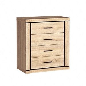 Komoda z szufladami Dallas 80 cm dąb sonoma / czarny elegancka stylistyka mebla wzbogacona o stylowe czarne dodatki pojemne szuflady