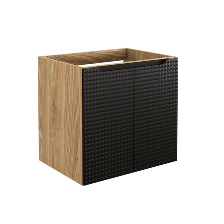 Szafka pod umywalkę Luxor 60 cm dąb olejowany / czarny nowoczesny design szafka odporna na działanie wilgoci ozdobne ryflowane fronty