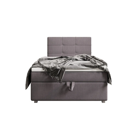 Łóżko kontynentalne Fresno 90x200 szare w nowoczesnym skandynawskim stylu z tapicerowanym zagłówkiem łóżko z pojemnikiem