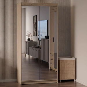 Szafa Rene 90 cm dąb olejowany stylowy design prosta forma idealna szafa z lustrem do sypialni lub przedpokoju obrzeża wykończone ABS