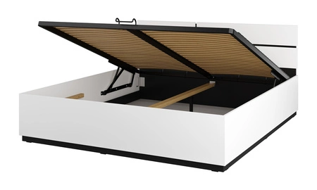 Łóżko Cross 180x200 cm białe idealne łóżko z pojemnikiem do stylowej sypialni z wysokim zagłówkiem