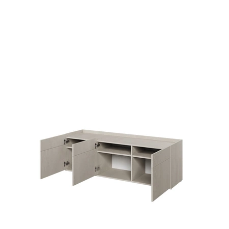 Meblościanka Teen Flex hikora naturalna / silk flou / raw steel idealne meble do stworzenia designerskiego wnętrza w gamingowym stylu