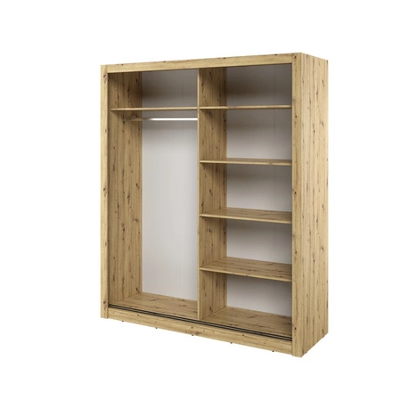 Szafa przesuwna z lustrem Arti 180 cm dąb artisan pojemna szafa do przedpokoju drzwi szafy wykończone lustrami w ciekawej konfiguracji