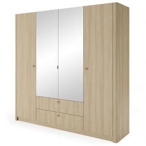Szafa z lustrem Viki 213 cm dąb barista funkcjonalna szafa do sypialni lub garderoby w minimalistycznym stylu zaoblone boki szafy