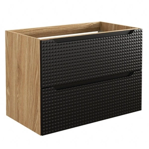 Szafka pod umywalkę Luxor 80 cm dąb olejowany / czarny nowoczesny design szafki ciekawe trójwymiarowe ryflowania na frontach