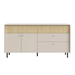 Komoda z szufladami Cappo 164 cm beż piaskowy / dąb olejowany doskonała komoda do wnętrz w stylu skandynawskim metalowa podstawa