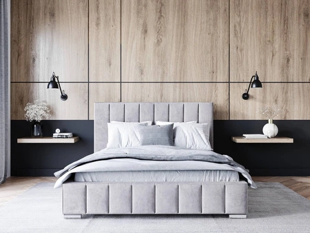 Łóżko tapicerowane Insam 140x200 szary popiel stylowe łóżko z pojemnikiem na pościel wygodny zagłówek zachwyca eleganckim designem