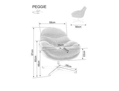 Fotel Peggie szary / beż funkcjonalny oraz nowoczesny fotel obrotowy z metalowymi nogami komfortowy podczas wypoczynku