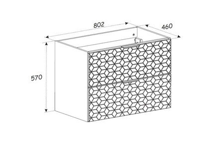 Szafka pod umywalkę Diamond 80 cm dąb wotan / czarny designerska szafka z szufladami w stylu nowoczesnym ryflowanie w kształcie rombów