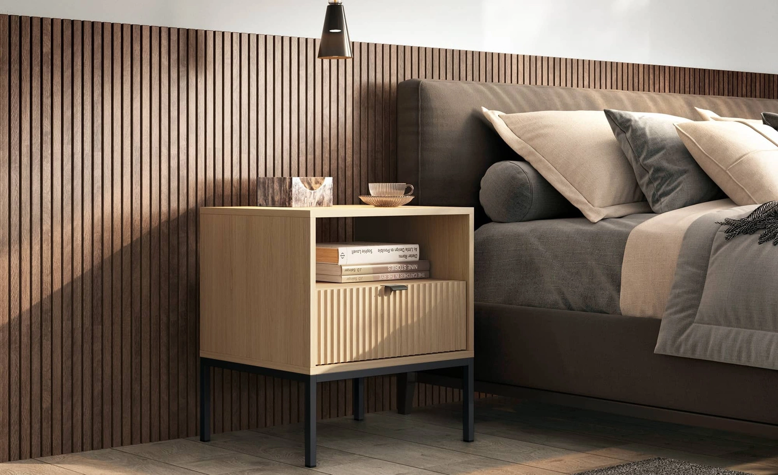 Szafka nocna Lovro w kolorze dąb vicenza Szafki nocne do sypialni