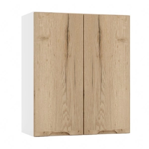 Szafka kuchenna wisząca Zova W60 biały / dąb halifax szafka do kuchni z dwoma frontami odporna na uszkodzenia frezowane uchwyty