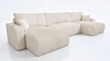 Narożnik z funkcją spania Fiesta U XL kość słoniowa elegancki narożnik do salonu z pojemnikiem na pościel sztruksowa tkanina