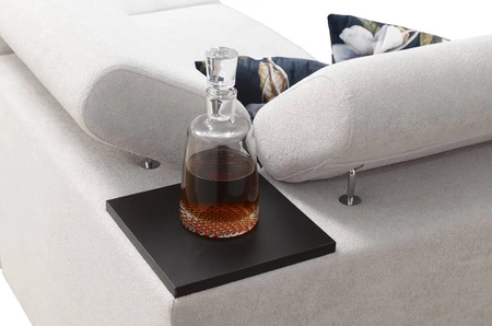 Narożnik z funkcją spania Flavio II czarny / grafitowy lewostronny wygodny narożnik rozkładany otwierany barek w boczku mebla