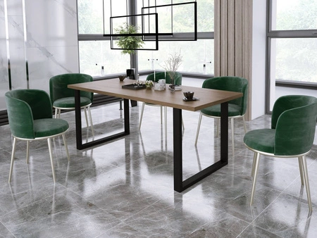 Stół Taunton 185x67 cm dąb lancelot / czarny prosta forma mebla wzbogacona o stylowe czarne nogi w stylu loftowym blat odporny na rozlanie cieczy