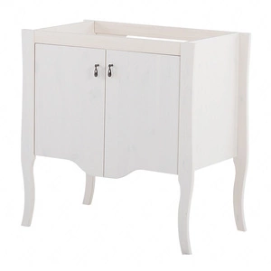 Szafka pod umywalkę Elisabeth 80 cm biała elegancka drewniana szafka do łazienki stylowe wysokie nogi kontrastowe metalowe uchwyty