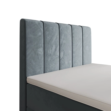 Łóżko kontynentalne Casey 100x200 turkusowe w nowoczesnym skandynawskim stylu z tapicerowanym zagłówkiem łóżko z pojemnikiem