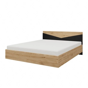 Łóżko Atson 140x200 cm dąb odwieczny / czarny idealne łóżko do sypialni lub pokoju nastolatka wysoki zagłówek o oryginalnym designie