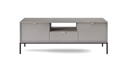 Szafka RTV Lovro 154 cm szara nowoczesny design zachwyci miłośników wyrazistych wnętrz