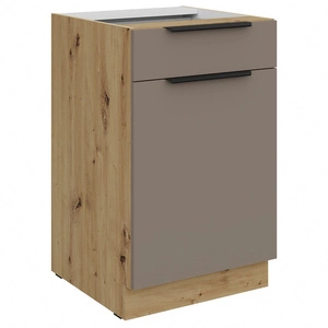 Szafka kuchenna stojąca z szufladą i półką Fiuggi Ar 50 D 1F 1S BB fronty szafki kuchennej wykończone w technologii anti fingerprint