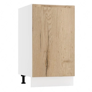 Szafka kuchenna stojąca z półką Zova D45 biały / dąb halifax funkcjonalna szafka do kuchni odporna na uszkodzenia frezowany uchwyt