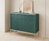 Komoda z szufladami Lovro 104 cm pastelowy zielony nowoczesny design zachwyci miłośników wyrazistych wnętrz komoda wzbogacona o złote dodatki